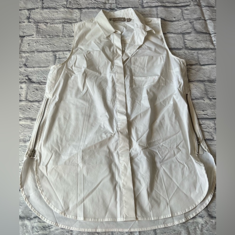 S Athleta HAYES SHELL White Zipper Sides Mint Conditions Activewear Athletic wea